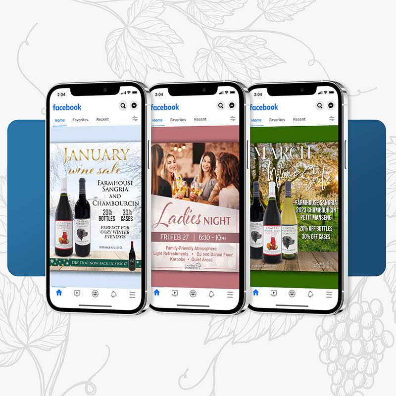 Chateau Morrisette Winery social media ad graphics