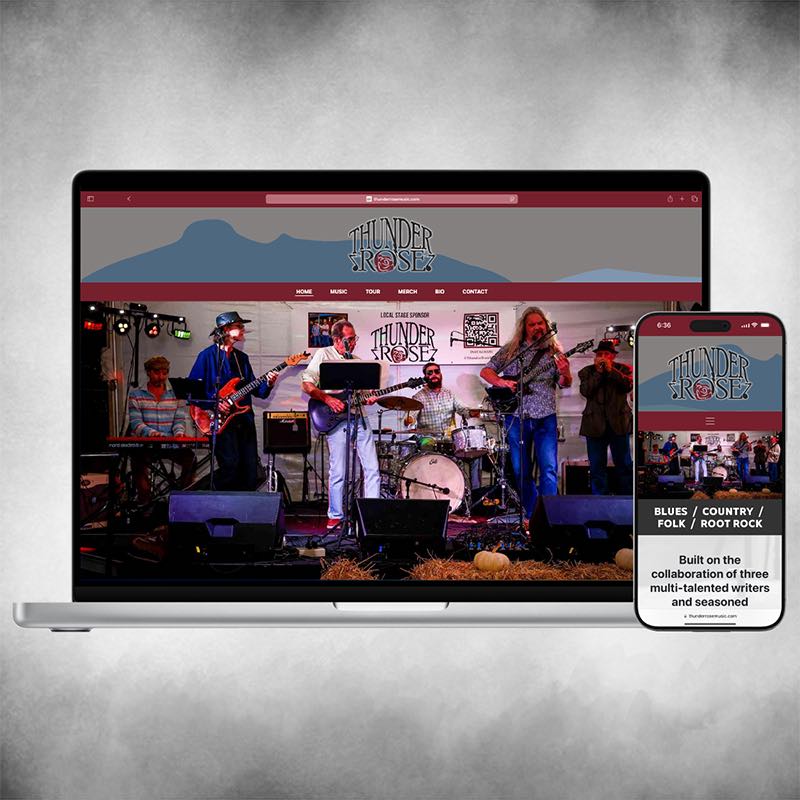Thunder Rose Music website design poster image