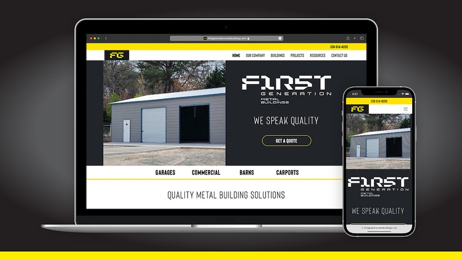 First Generation Metal Buildings website design poster image