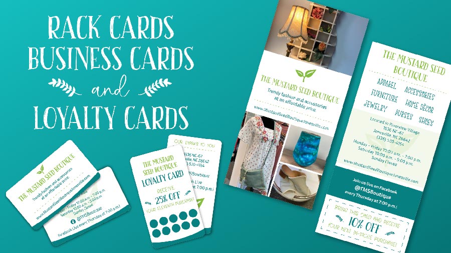 Mustard Seed Boutique business rack loyalty card print design