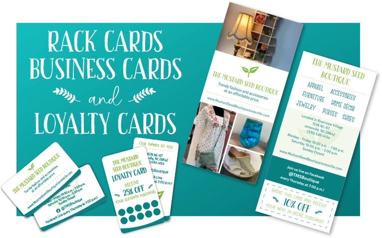 Rack business loyalty cards Yadkin Valley Marketing graphic design NC